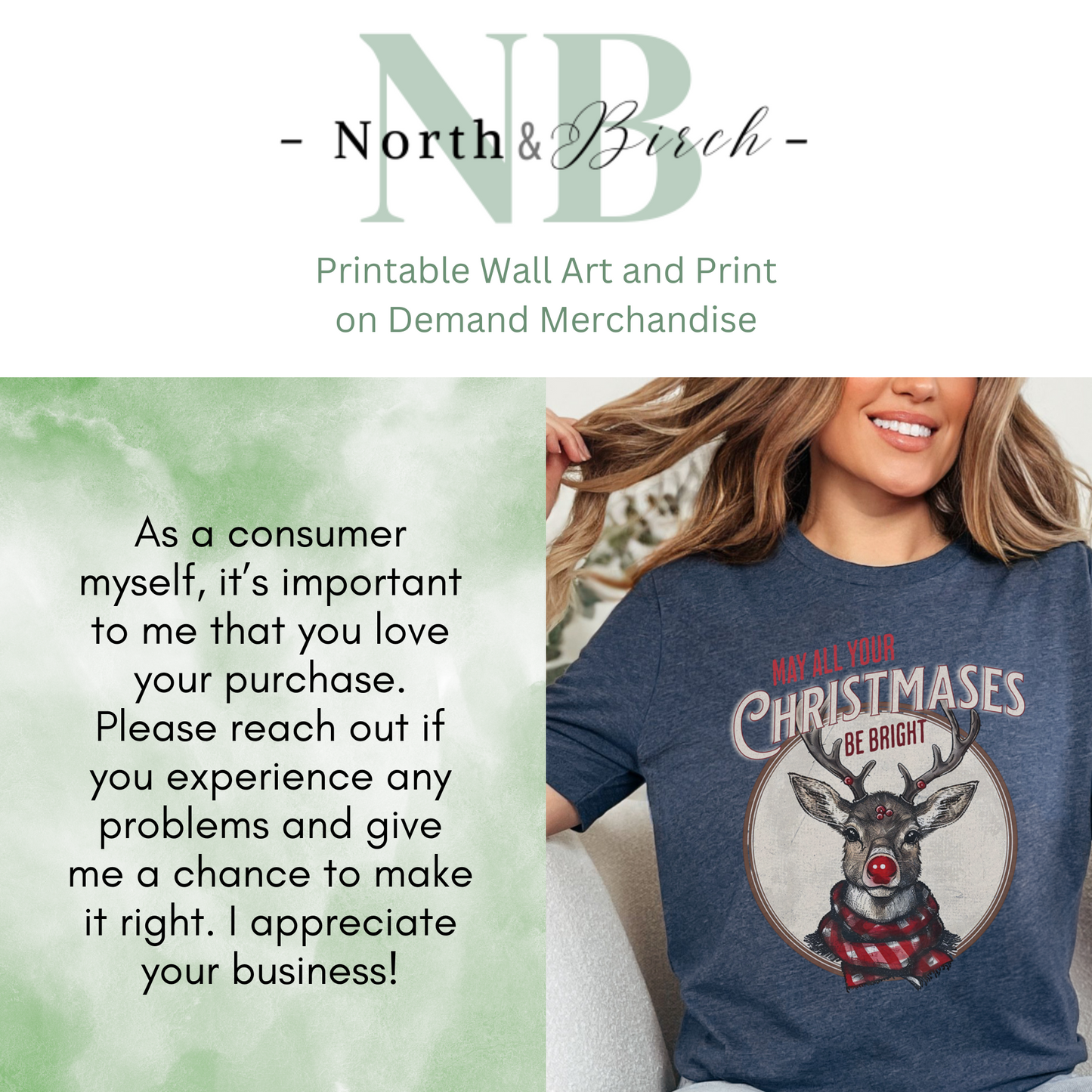 Reindeer Christmas Pillow, Spun Polyester Square, May all your Christmases Be Bright Throw Pillow, Christmas Home Décor Gifts, Secret Santa Gift