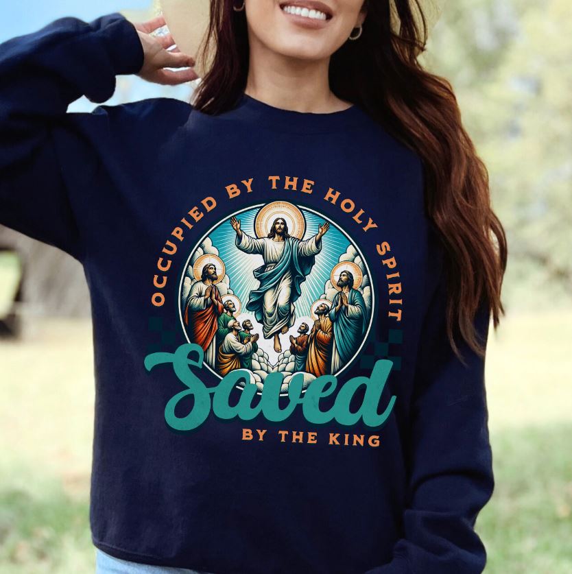 Occupied by the Holy Spirit Sweatshirt, Unisex Heavy Blend Crewneck, Jesus is the Reason, Jesus is King, Christian Merch, Glory to God