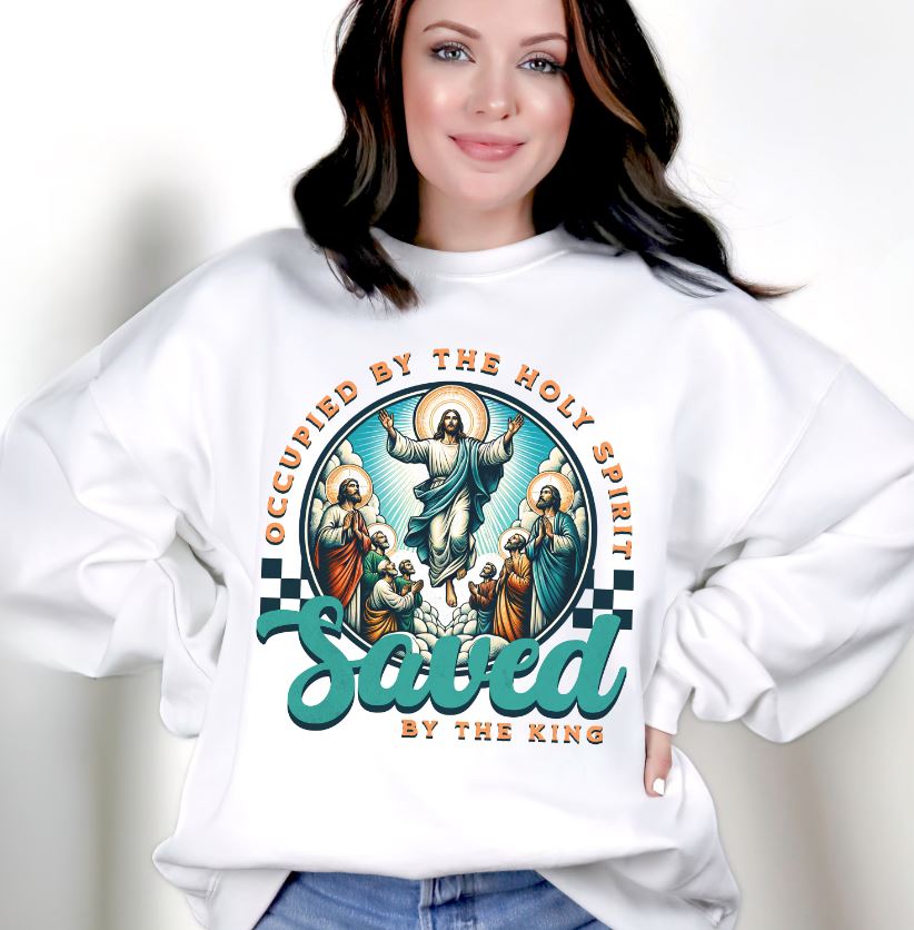 Occupied by the Holy Spirit Sweatshirt, Unisex Heavy Blend Crewneck, Jesus is the Reason, Jesus is King, Christian Merch, Glory to God