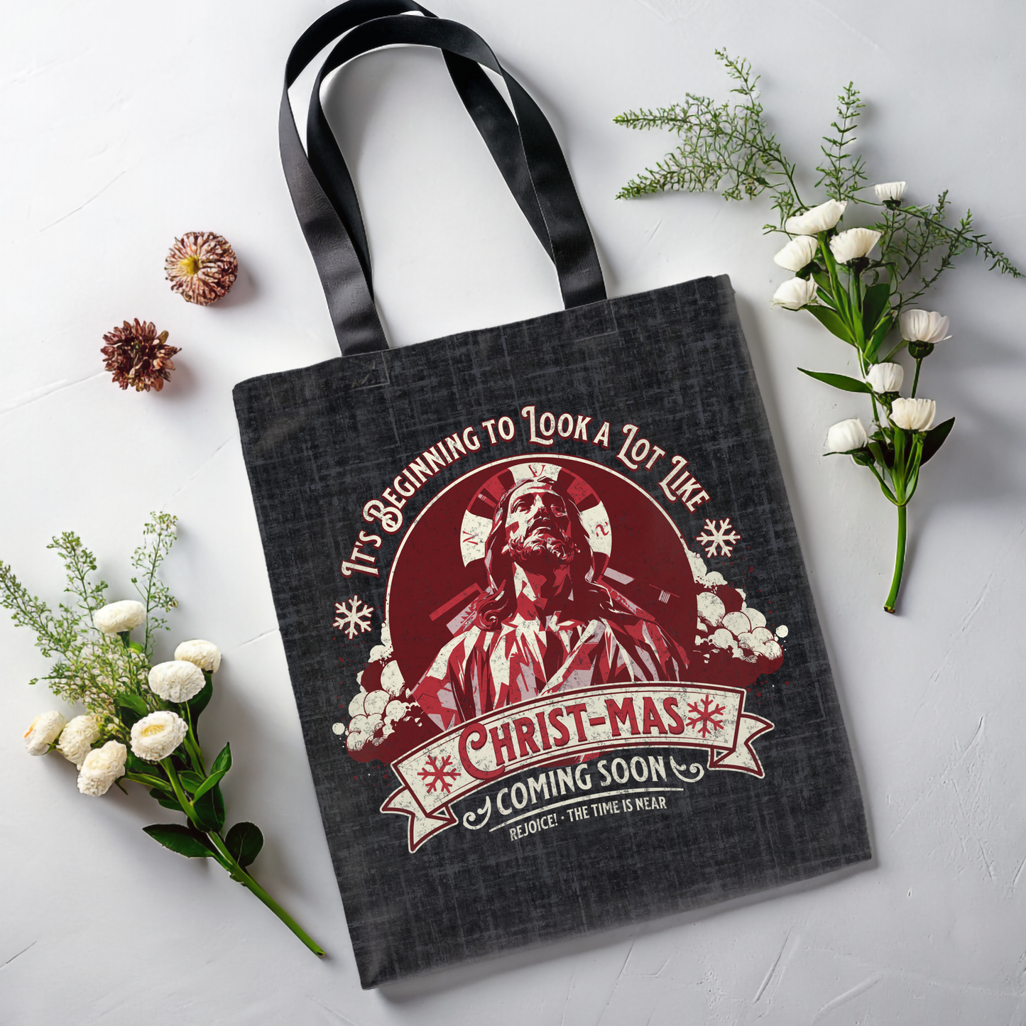 It's Beginning to Look A Lot like Christ-mas Tote Bag, Travel Bag, Bible Bag, Gift for Church Member, Book Bag, Getaway Bag, Vacation Bible School, Church Camp Bag