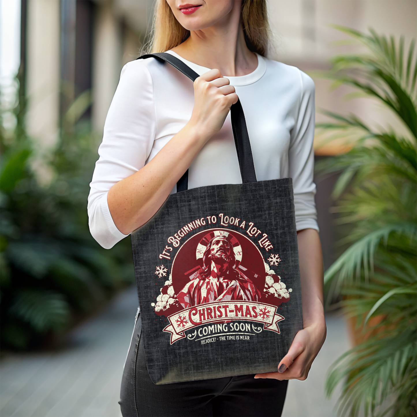 It's Beginning to Look A Lot like Christ-mas Tote Bag, Travel Bag, Bible Bag, Gift for Church Member, Book Bag, Getaway Bag, Vacation Bible School, Church Camp Bag