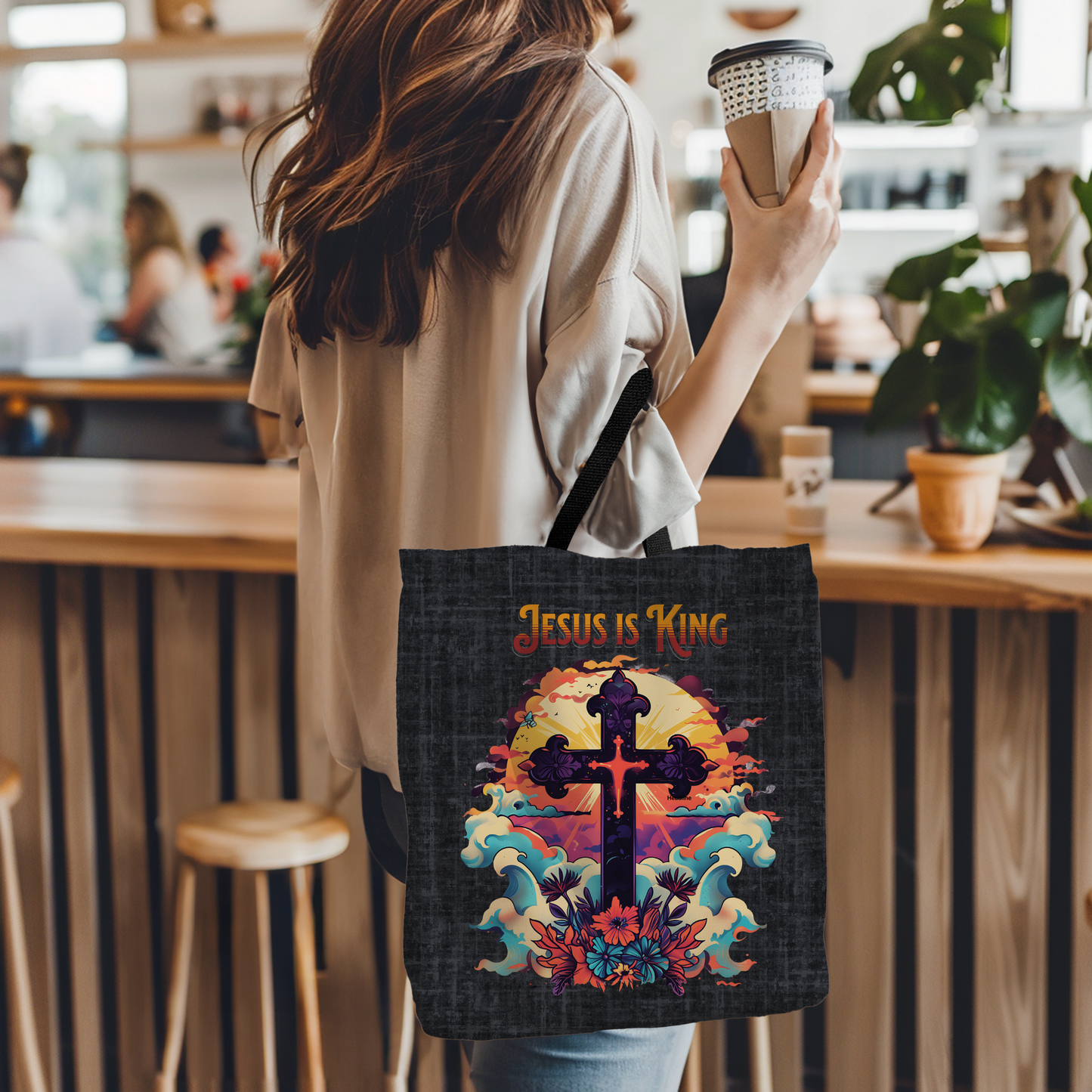 Jesus is King Tote Bag, Christian Merch, The Way the Truth the Life, Travel Bag, Bible Bag, , Book Bag, Getaway Bag, Secret Santa Gift, Gift for Church People