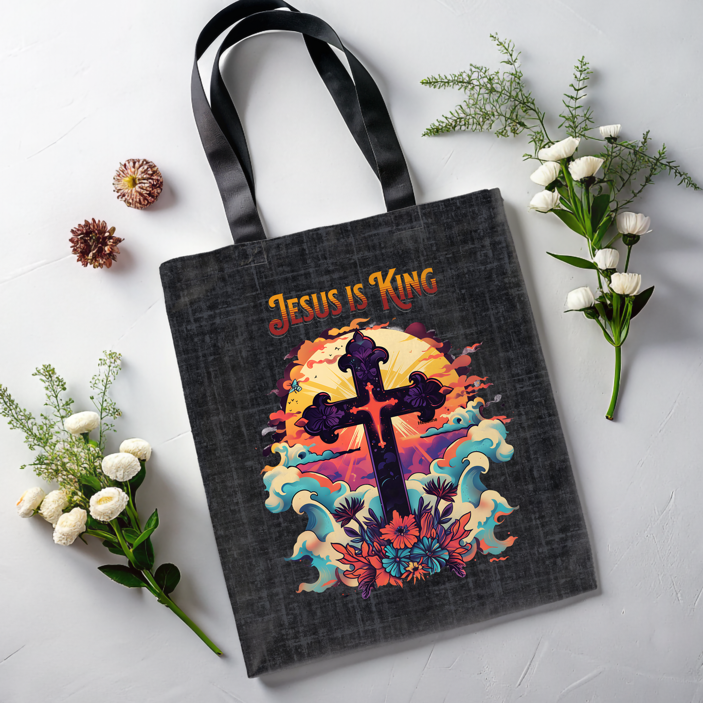 Jesus is King Tote Bag, Christian Merch, The Way the Truth the Life, Travel Bag, Bible Bag, , Book Bag, Getaway Bag, Secret Santa Gift, Gift for Church People
