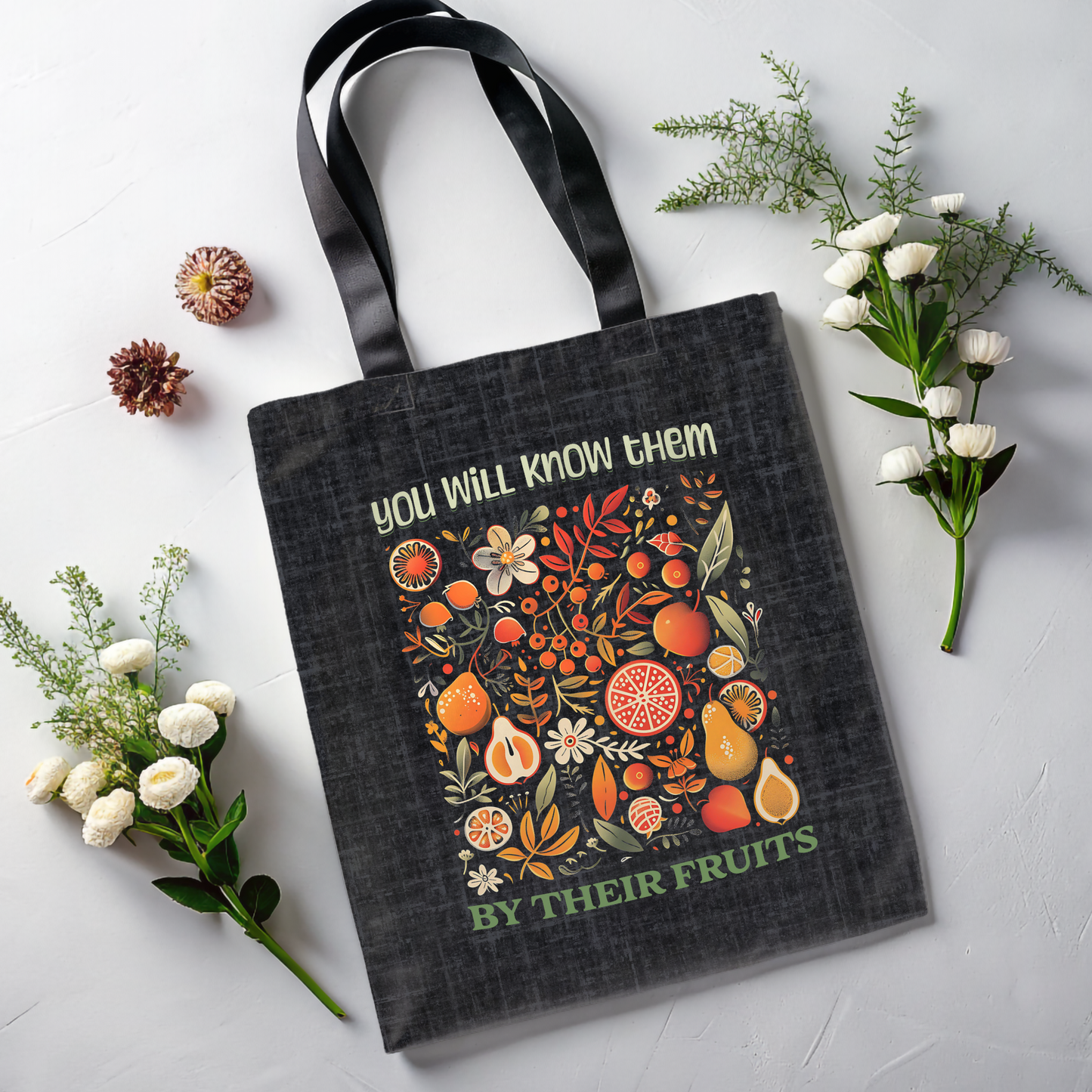 Fruits of the Spirit Tote Bag, Christian Merch, Gifts of the Holy Spirit, Travel Bag, Bible Bag, , Book Bag, Getaway Bag, Secret Santa Gift, Gift for Church People
