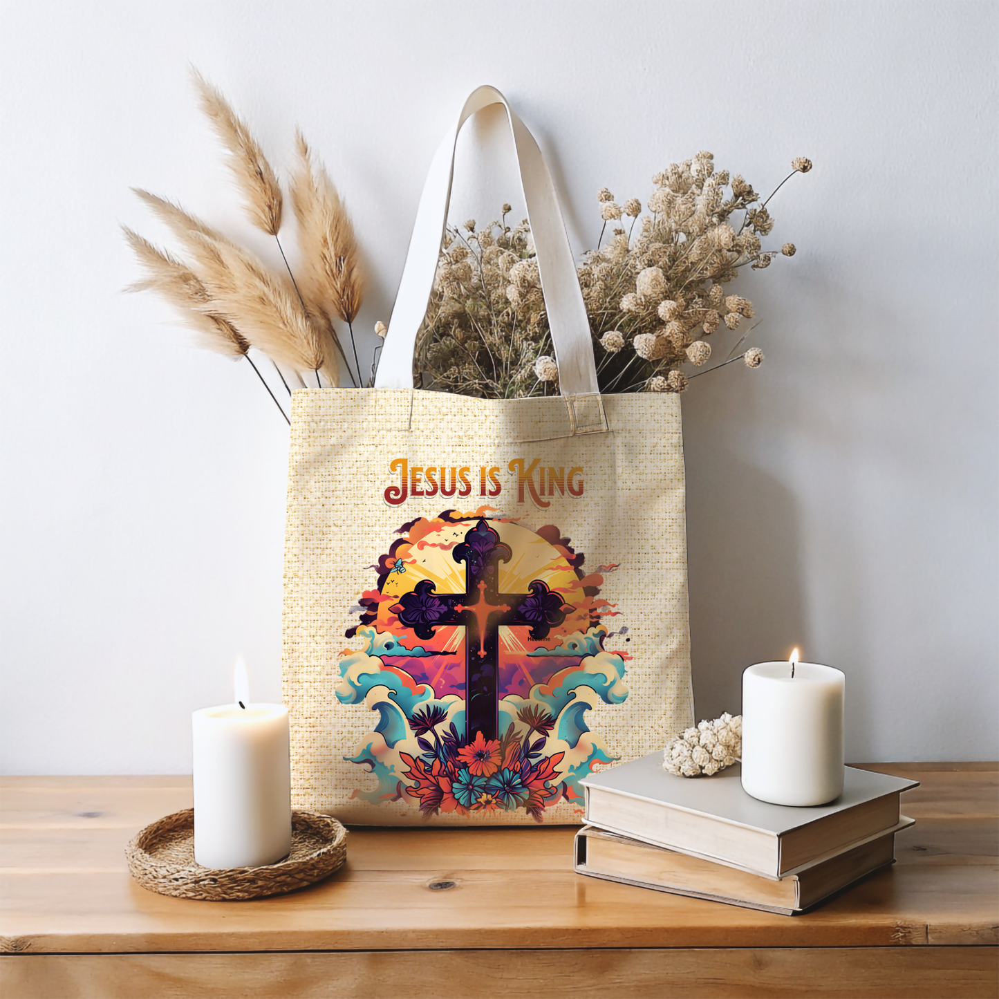 Jesus is King Tote Bag, Christian Merch, The Way the Truth the Life, Travel Bag, Bible Bag, , Book Bag, Getaway Bag, Secret Santa Gift, Gift for Church People