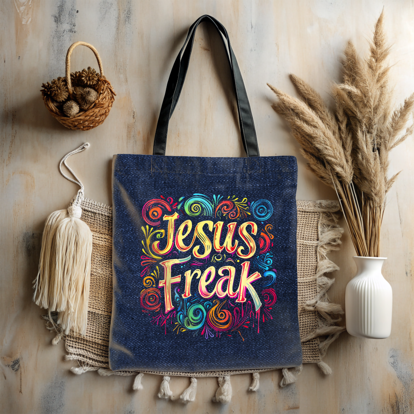 Jesus Freak Tote Bag, Christian Merch, The Way the Truth the Life, Travel Bag, Bible Bag, , Book Bag, Getaway Bag, Secret Santa Gift, Gift for Church People