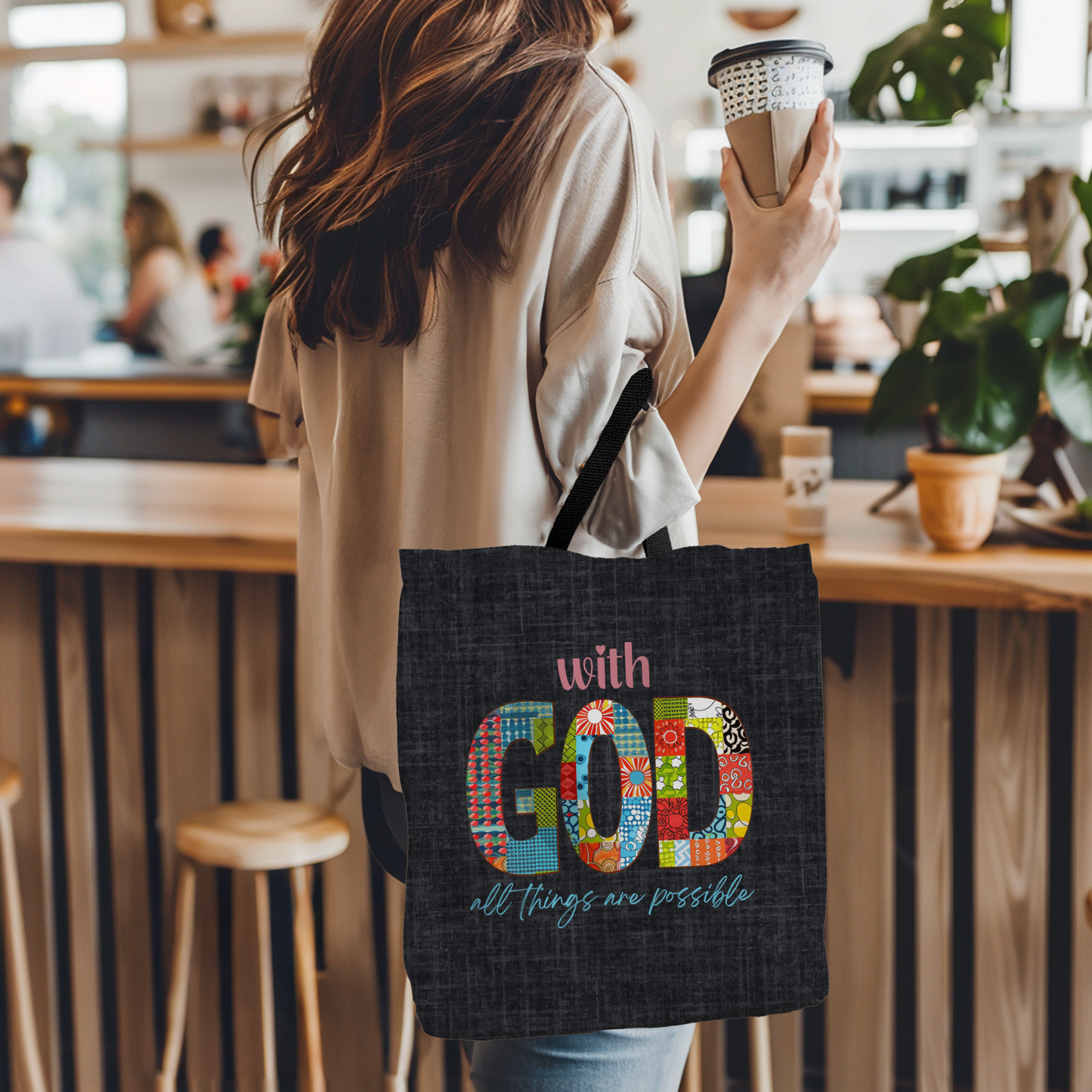 With God all Things are Possible Tote Bag, Christian Merch, Gifts of the Holy Spirit, Travel Bag, Bible Bag, , Book Bag, Getaway Bag, Secret Santa Gift, Gift for Church People