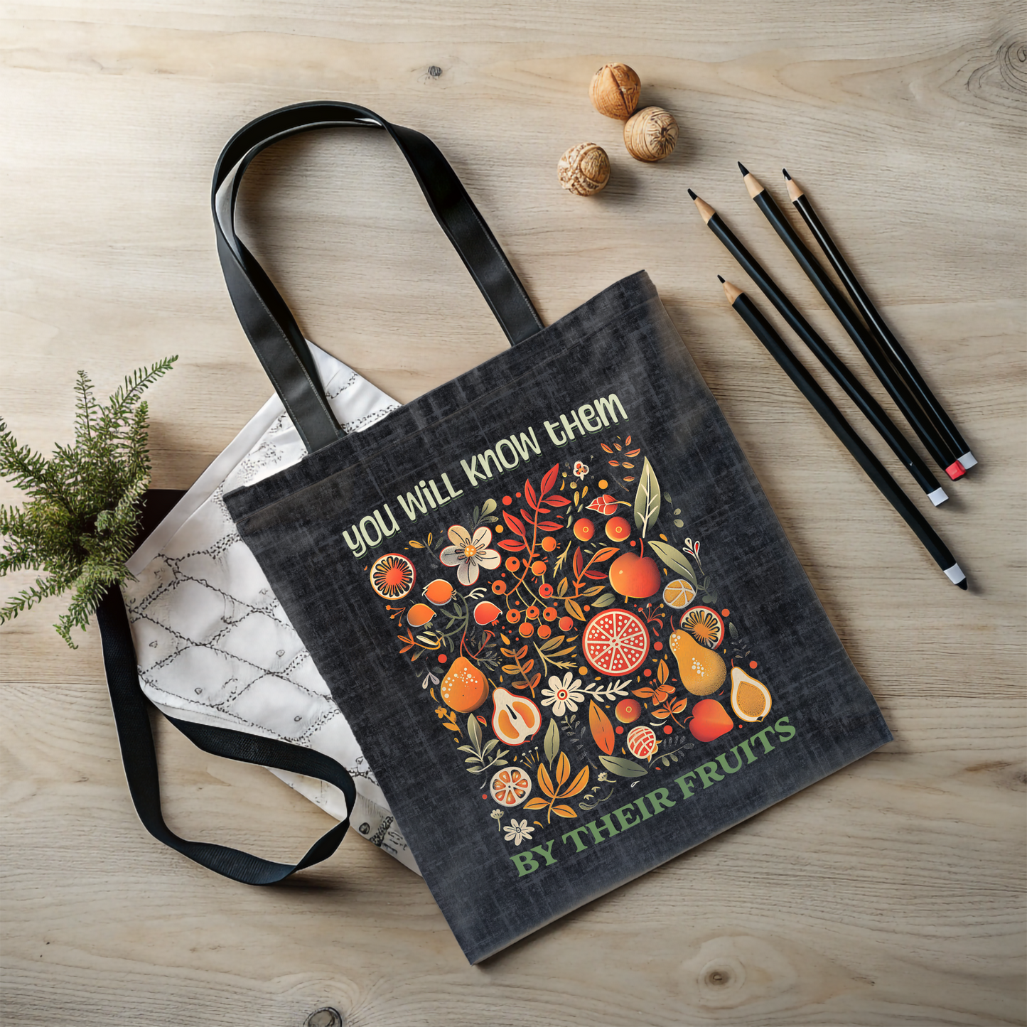 Fruits of the Spirit Tote Bag, Christian Merch, Gifts of the Holy Spirit, Travel Bag, Bible Bag, , Book Bag, Getaway Bag, Secret Santa Gift, Gift for Church People