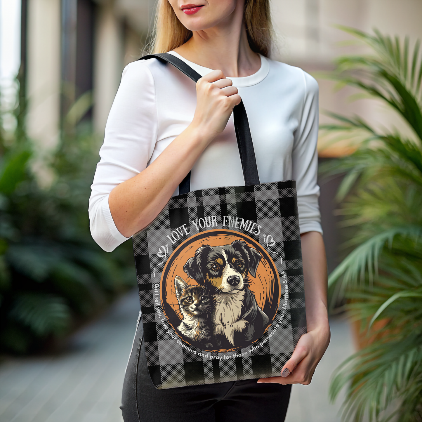 Love Your Enemies Tote Bag, Christian Merch, The Way the Truth the Life, Travel Bag, Bible Bag, , Book Bag, Getaway Bag, Secret Santa Gift, Gift for Church People