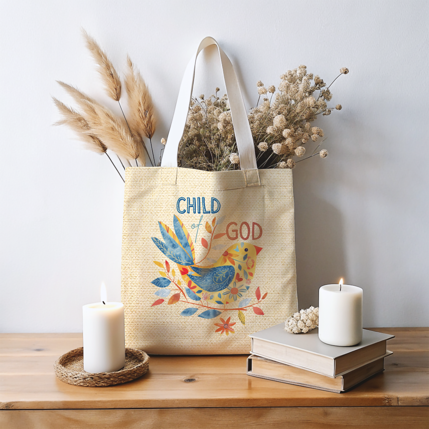 Child of God Tote Bag, Christian Merch, Gifts of the Holy Spirit, Travel Bag, Bible Bag, Book Bag, Getaway Bag, Secret Santa Gift, Gift for Church People