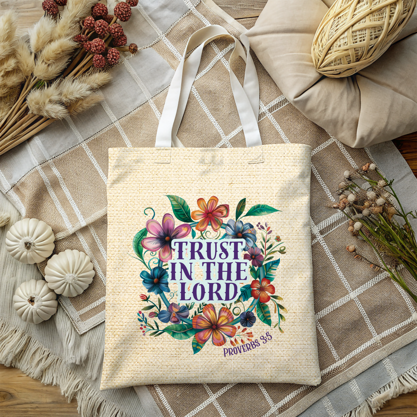 Trust in the Lord Tote Bag, Christian Merch, Gifts of the Holy Spirit, Travel Bag, Bible Bag, Book Bag, Getaway Bag, Secret Santa Gift, Gift for Church People