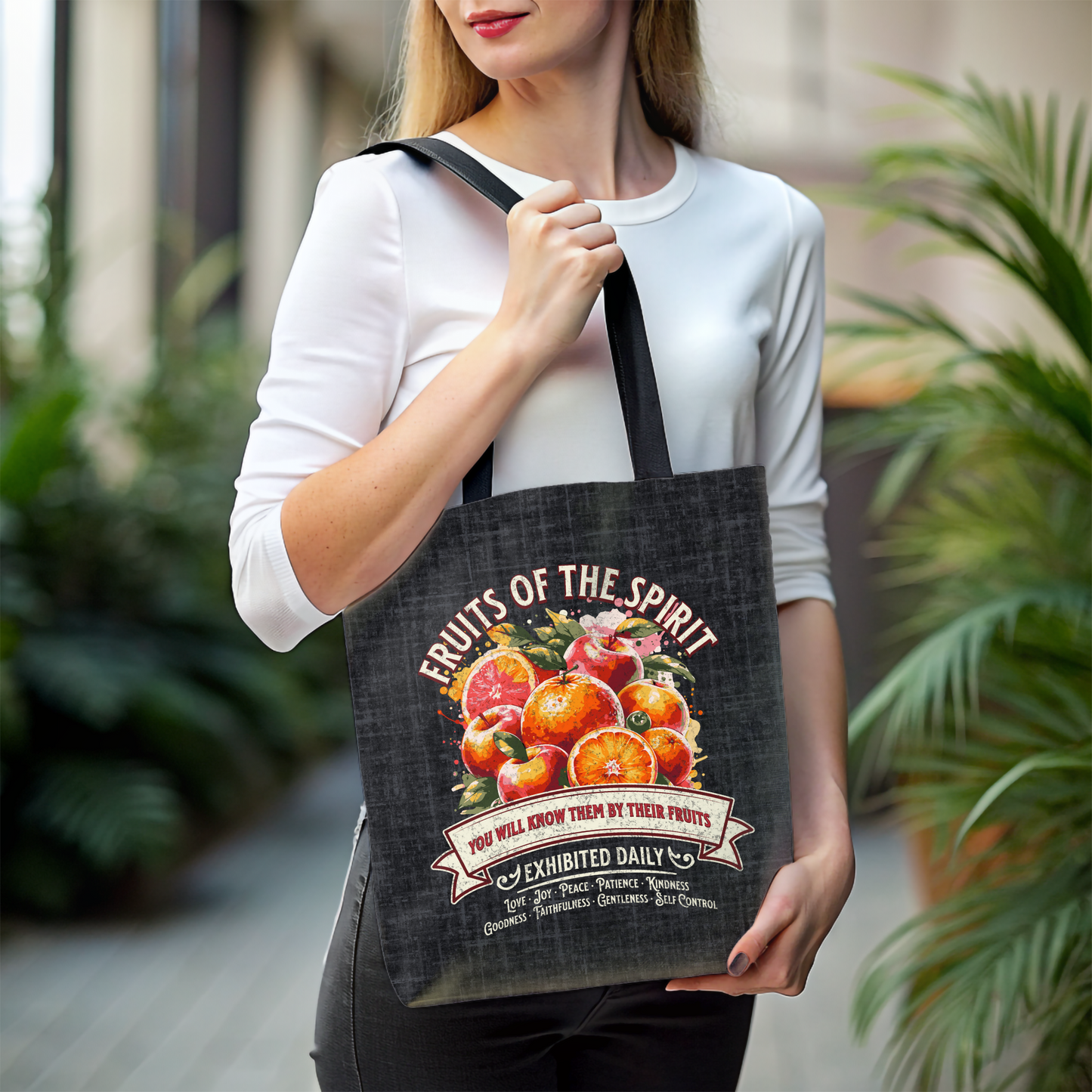 Fruits of the Spirit Tote Bag, Travel Bag, Bible Bag, Gift for Church Member, Book Bag, Getaway Bag, Vacation Bible School, Church Camp Bag