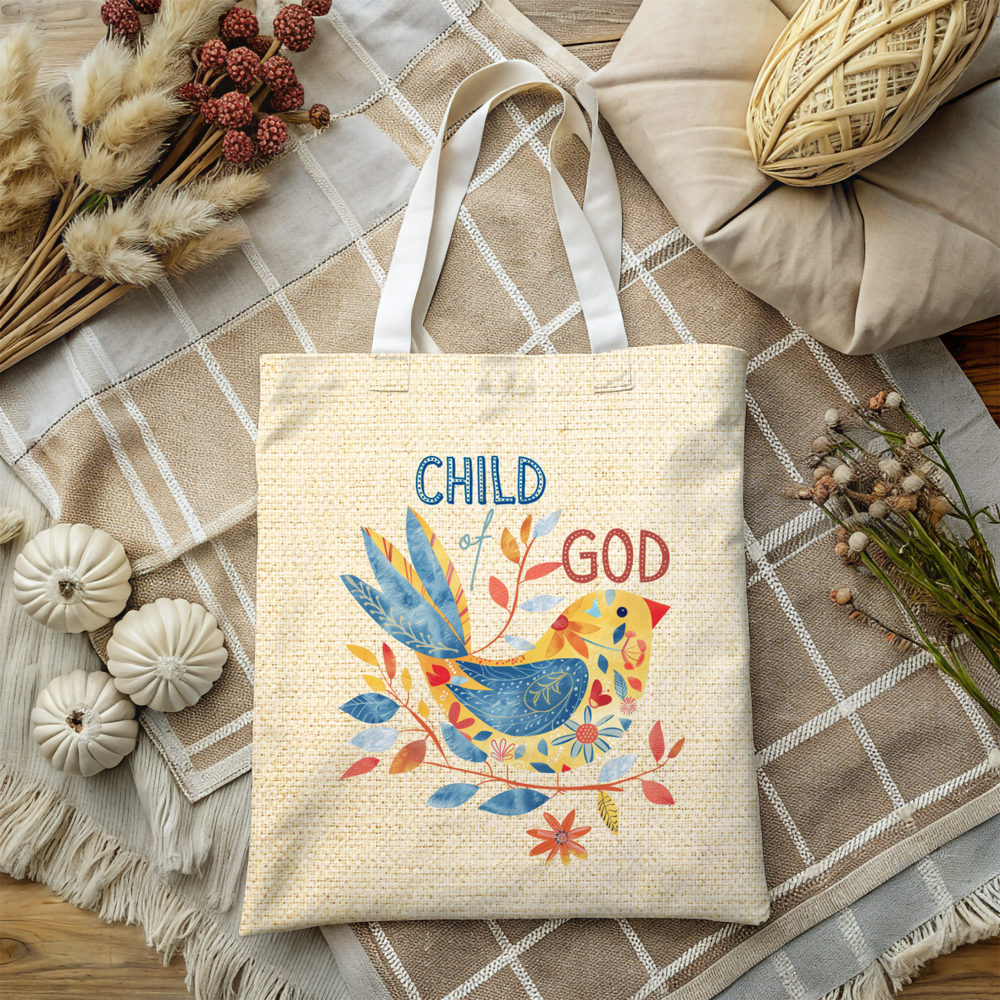 Child of God Tote Bag, Christian Merch, Gifts of the Holy Spirit, Travel Bag, Bible Bag, Book Bag, Getaway Bag, Secret Santa Gift, Gift for Church People