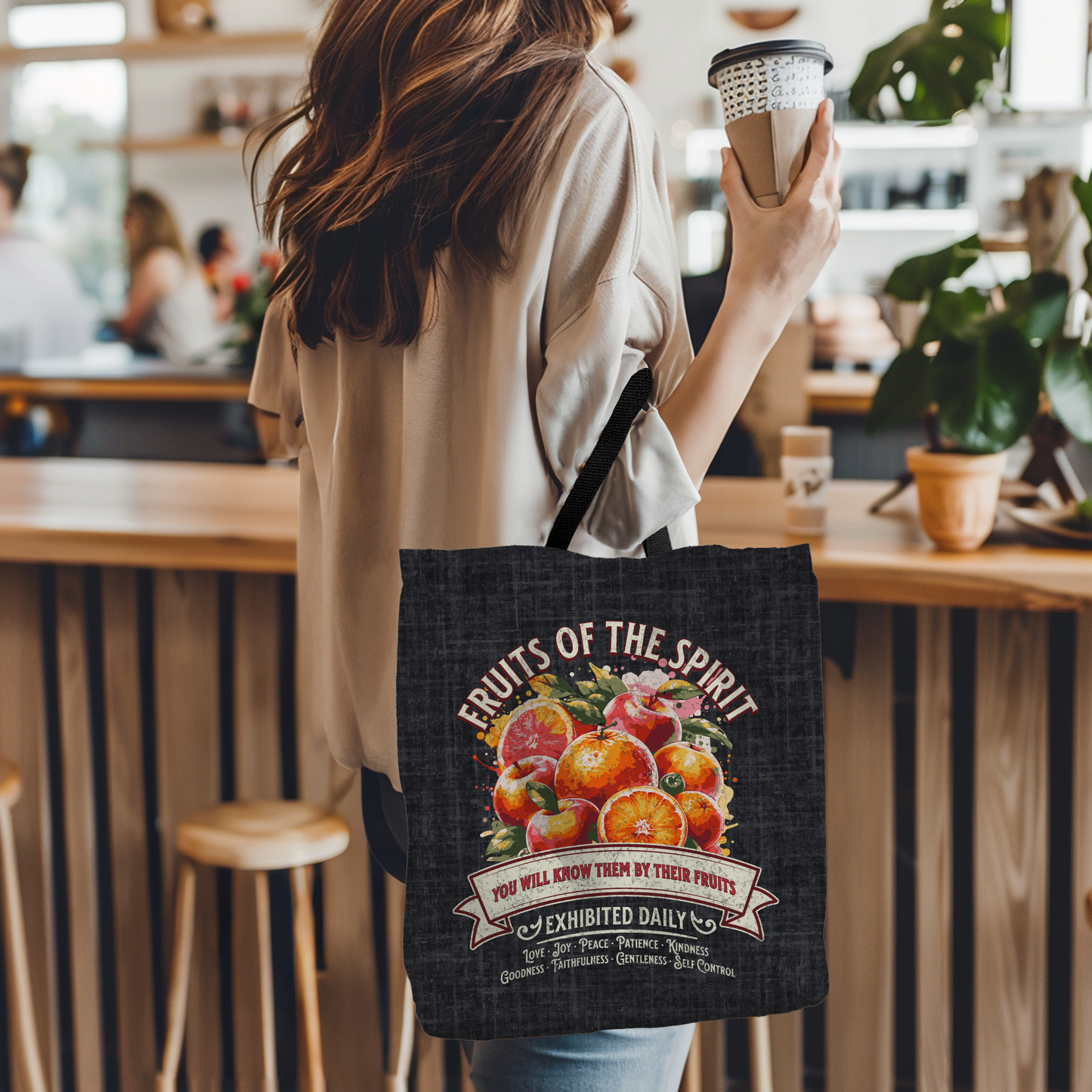 Fruits of the Spirit Tote Bag, Travel Bag, Bible Bag, Gift for Church Member, Book Bag, Getaway Bag, Vacation Bible School, Church Camp Bag