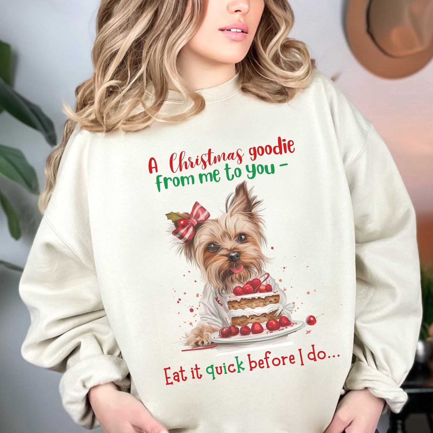 Cute Yorkie Christmas Sweatshirt, Unisex Heavy Blend™ Crewneck, Dog People or Veterinarian Gift, Dog Christmas Shirt, Cute Gift From Dog