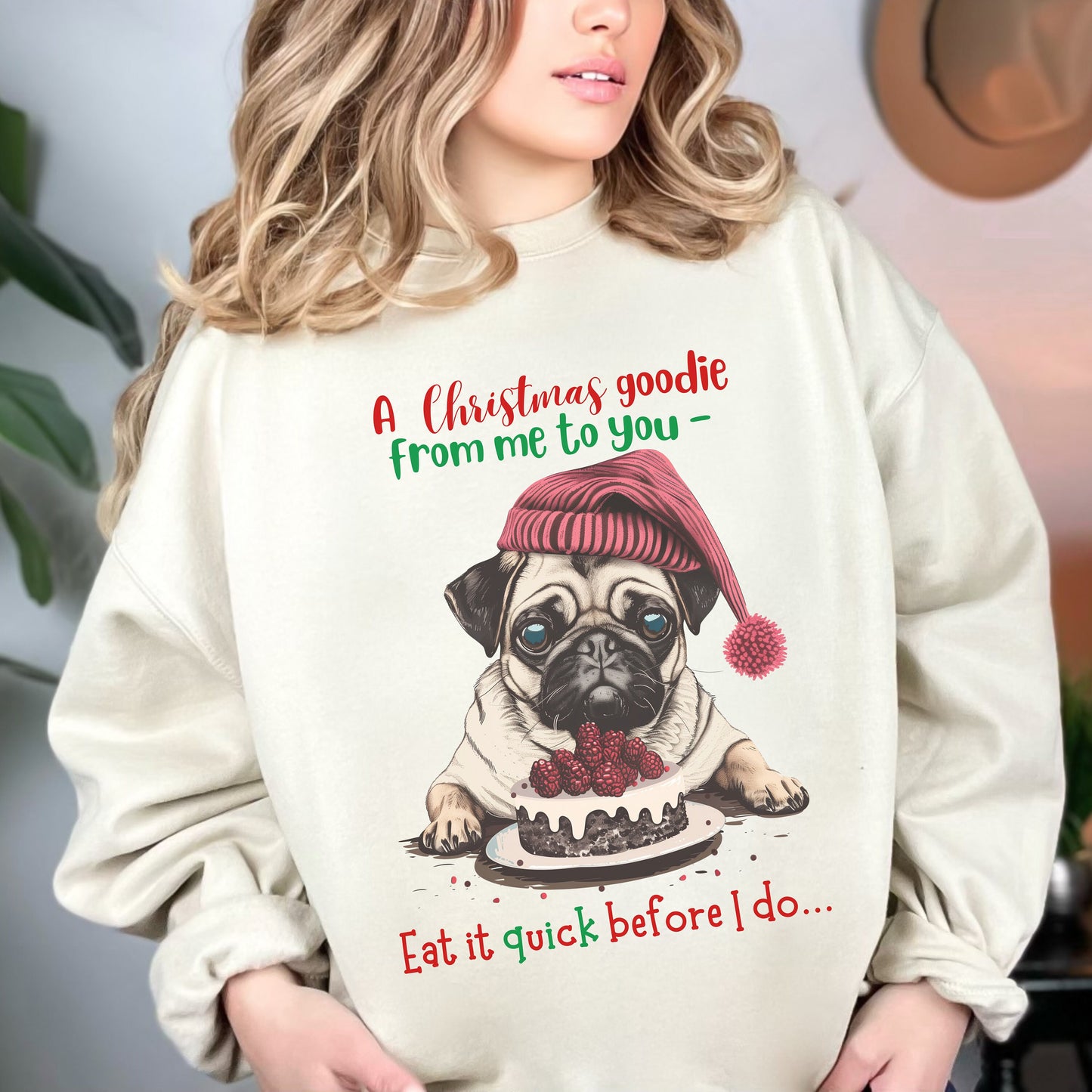 Cute Pug Christmas Sweatshirt, Unisex Heavy Blend™ Crewneck, Dog People or Veterinarian Gift, Dog Christmas Shirt, Cute Gift From Dog