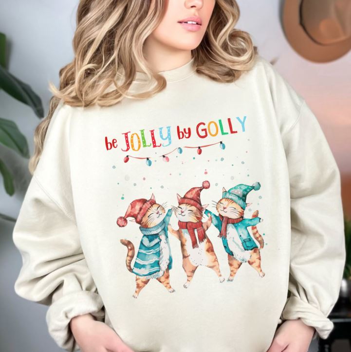 Be Jolly Cat Christmas Sweatshirt, Unisex Heavy Blend™ Crewneck, Cat Mom Shirt, Veterinarian Gift, Secret Santa Gift, Cat Sweatshirt