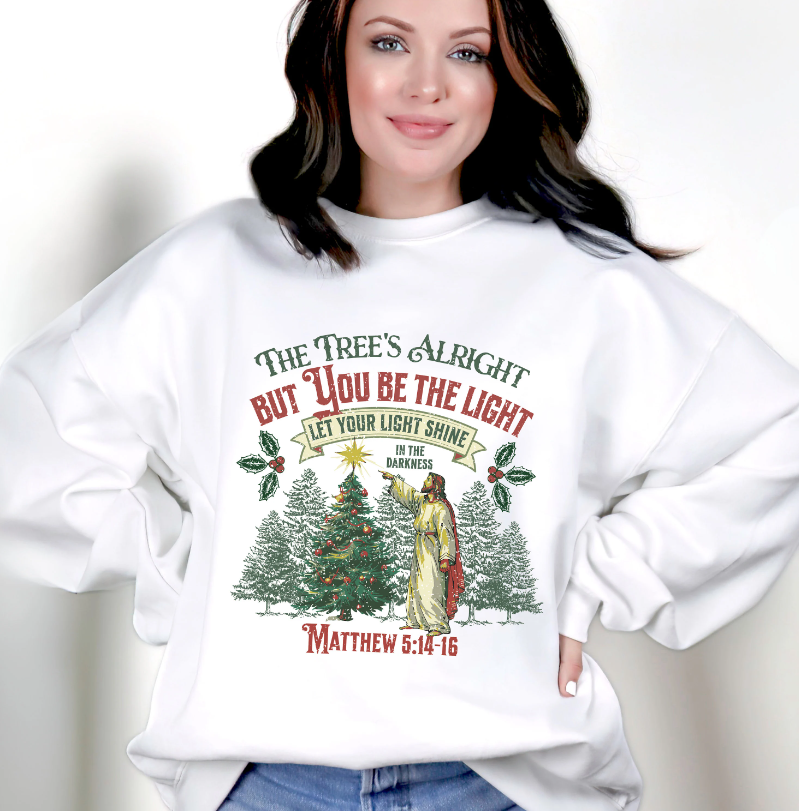Be the Light Christmas Sweatshirt, Unisex Heavy Blend Crewneck, Presents for Mom, Jesus Sweater, Glory to God, Christian Christmas, Religious Clothing