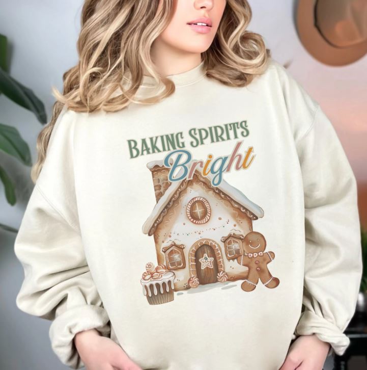 Baking Spirits Bright Cookie Sweatshirt, Unisex Heavy Blend™ Crewneck, Christmas Cookie, Baking Lover Gifts, Presents for Mom, Punny Shirt