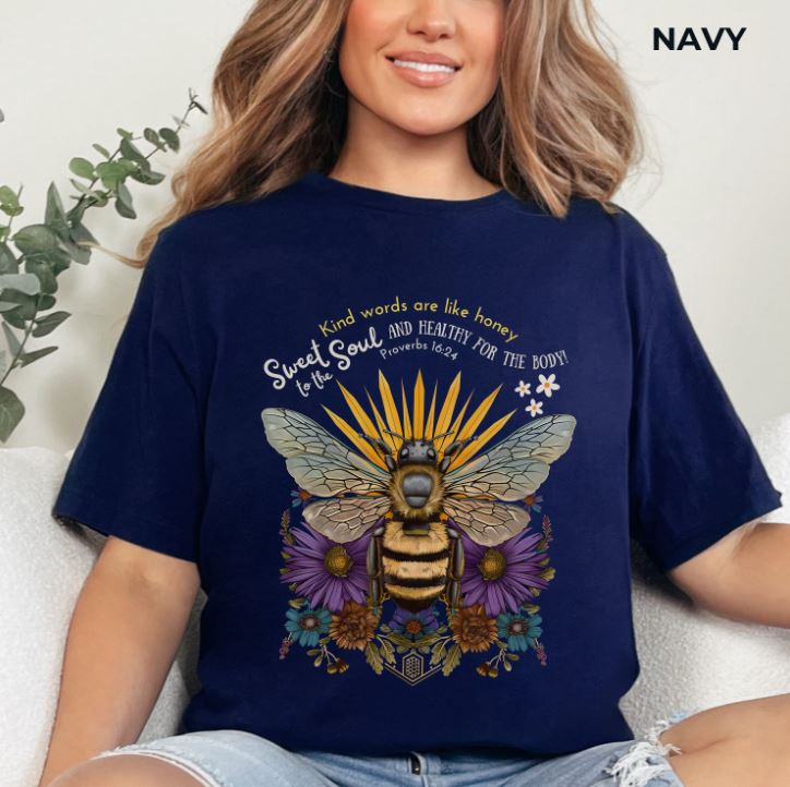 Kind Words are Like Honey T-Shirt - Unisex Jersey Short Sleeve Tee, Religious Apparel, Scriptural T-Shirt, Christian Tee, Church Gift, Jesus Apparel