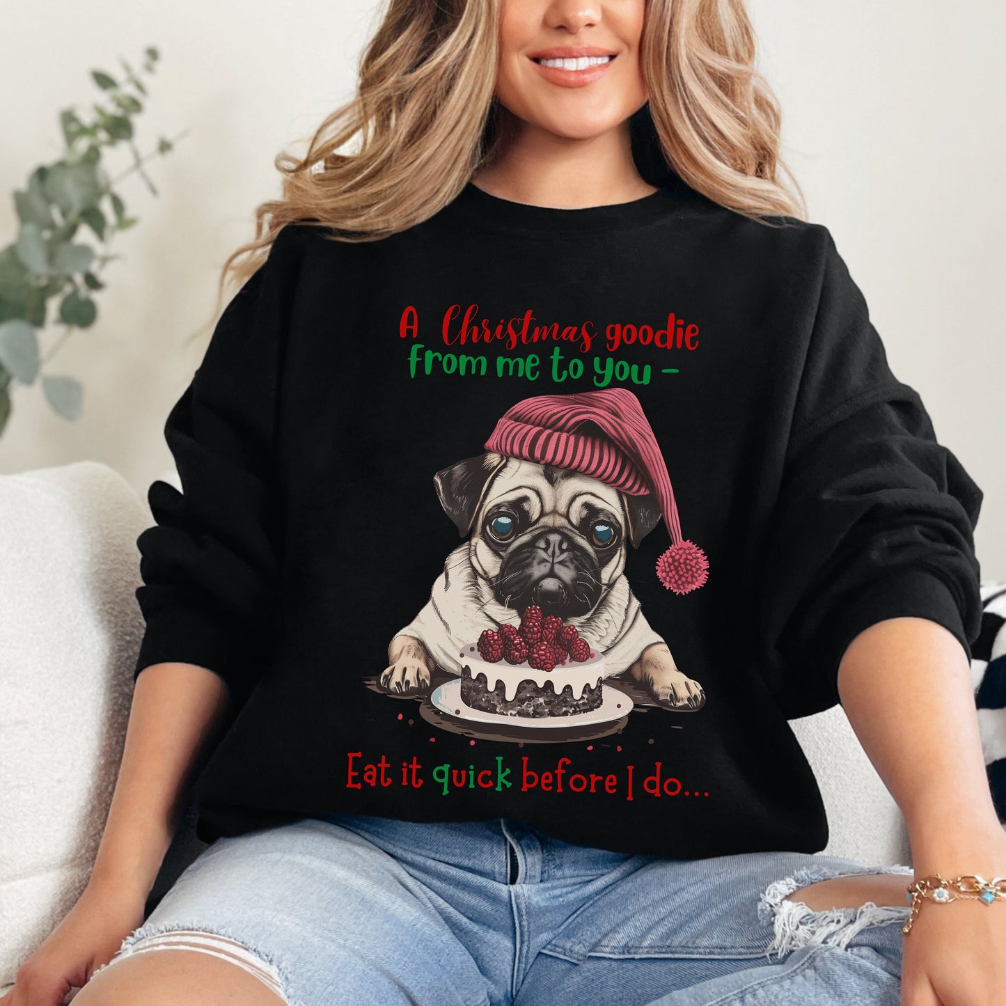 Cute Pug Christmas Sweatshirt, Unisex Heavy Blend™ Crewneck, Dog People or Veterinarian Gift, Dog Christmas Shirt, Cute Gift From Dog