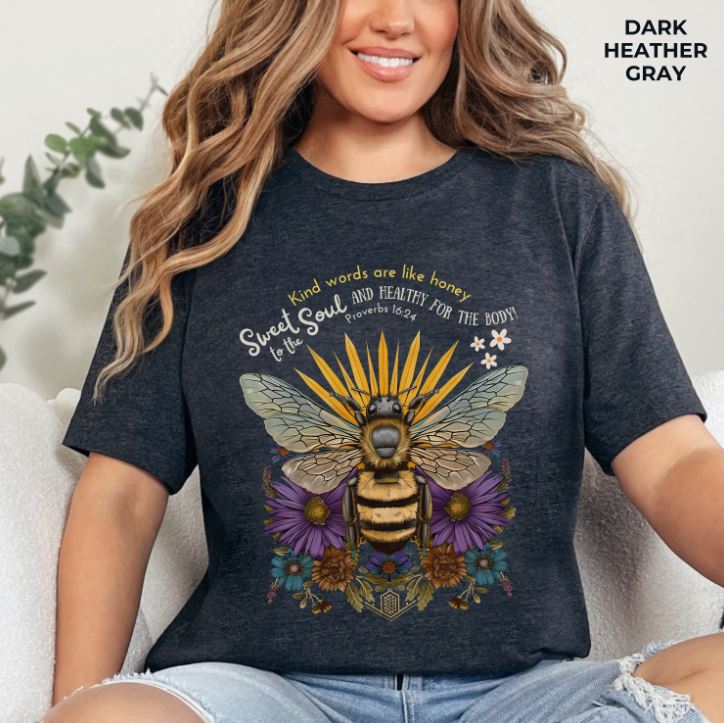 Kind Words are Like Honey T-Shirt - Unisex Jersey Short Sleeve Tee, Religious Apparel, Scriptural T-Shirt, Christian Tee, Church Gift, Jesus Apparel