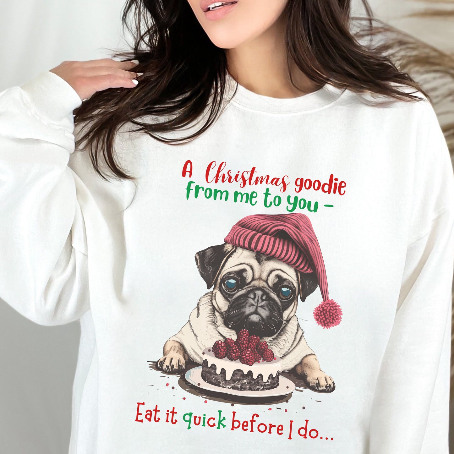 Cute Pug Christmas Sweatshirt, Unisex Heavy Blend™ Crewneck, Dog People or Veterinarian Gift, Dog Christmas Shirt, Cute Gift From Dog