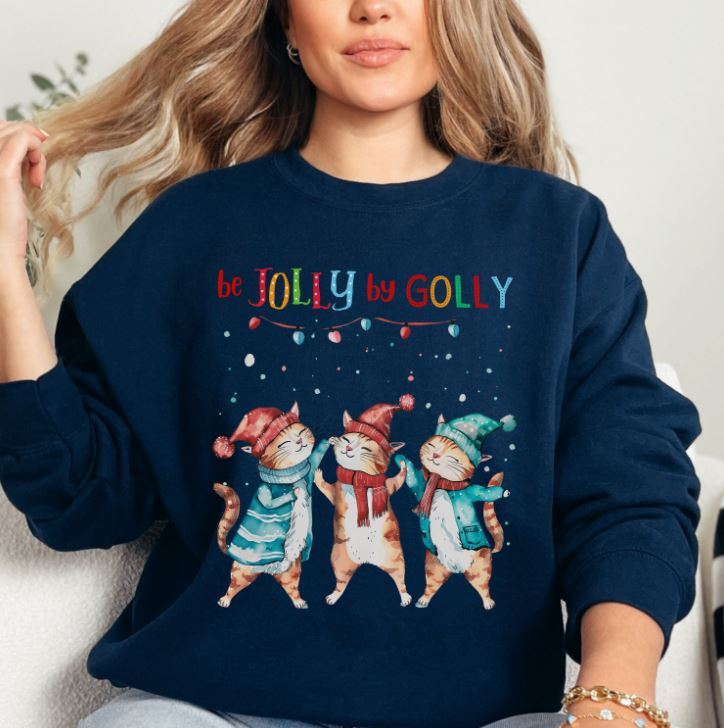 Be Jolly Cat Christmas Sweatshirt, Unisex Heavy Blend™ Crewneck, Cat Mom Shirt, Veterinarian Gift, Secret Santa Gift, Cat Sweatshirt