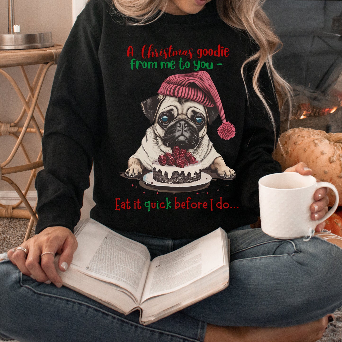 Cute Pug Christmas Sweatshirt, Unisex Heavy Blend™ Crewneck, Dog People or Veterinarian Gift, Dog Christmas Shirt, Cute Gift From Dog