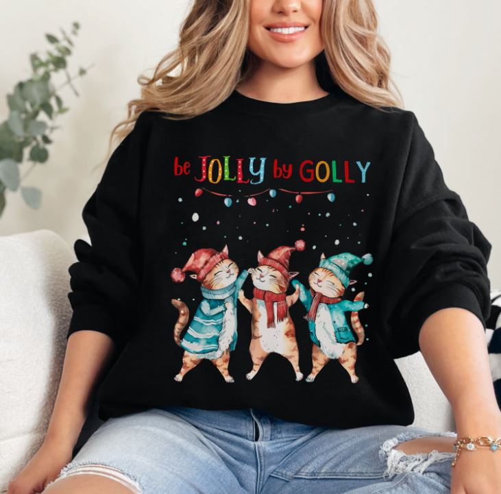 Be Jolly Cat Christmas Sweatshirt, Unisex Heavy Blend™ Crewneck, Cat Mom Shirt, Veterinarian Gift, Secret Santa Gift, Cat Sweatshirt
