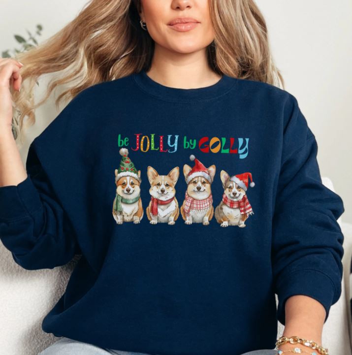 Be Jolly by Golly Corgi Christmas Sweatshirt, Unisex Heavy Blend™ Crewneck, Dog People, Veterinarian Gift, Dog Christmas Secret Santa