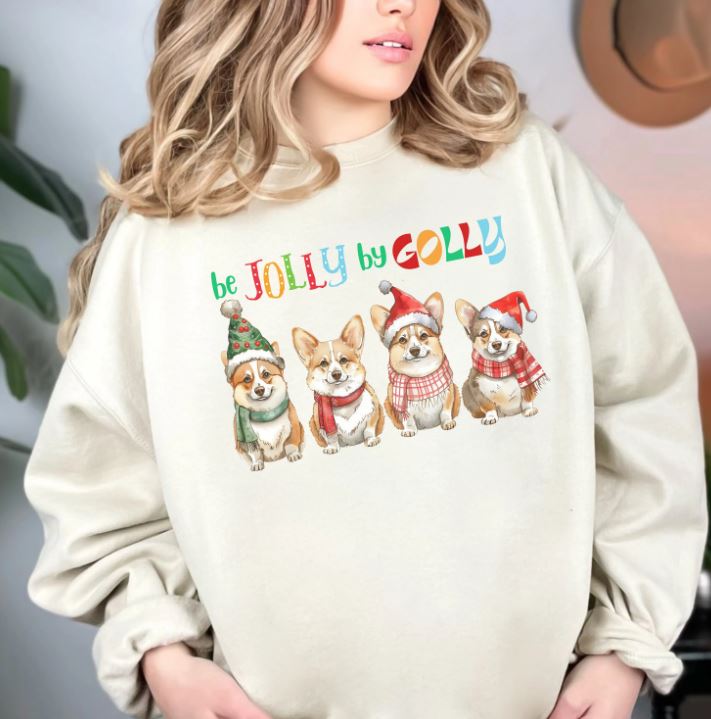 Be Jolly by Golly Corgi Christmas Sweatshirt, Unisex Heavy Blend™ Crewneck, Dog People, Veterinarian Gift, Dog Christmas Secret Santa
