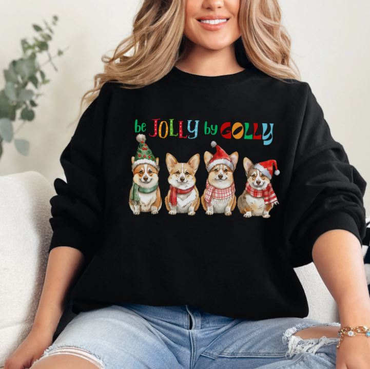 Be Jolly by Golly Corgi Christmas Sweatshirt, Unisex Heavy Blend™ Crewneck, Dog People, Veterinarian Gift, Dog Christmas Secret Santa