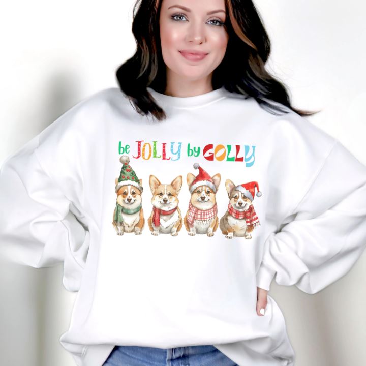 Be Jolly by Golly Corgi Christmas Sweatshirt, Unisex Heavy Blend™ Crewneck, Dog People, Veterinarian Gift, Dog Christmas Secret Santa