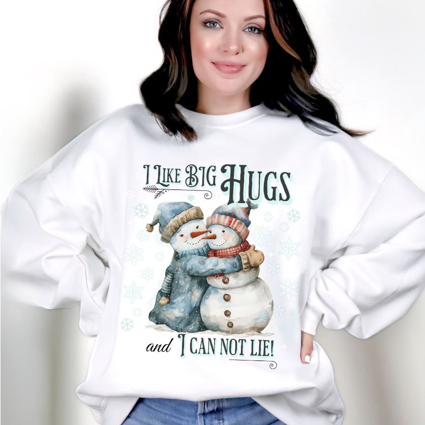 Snowman I Like Big Hugs Sweatshirt, Unisex Heavy Blend Crewneck, Funny Christmas Eve Sweater Gift, Secret Santa, Frosty the Snowman Shirt