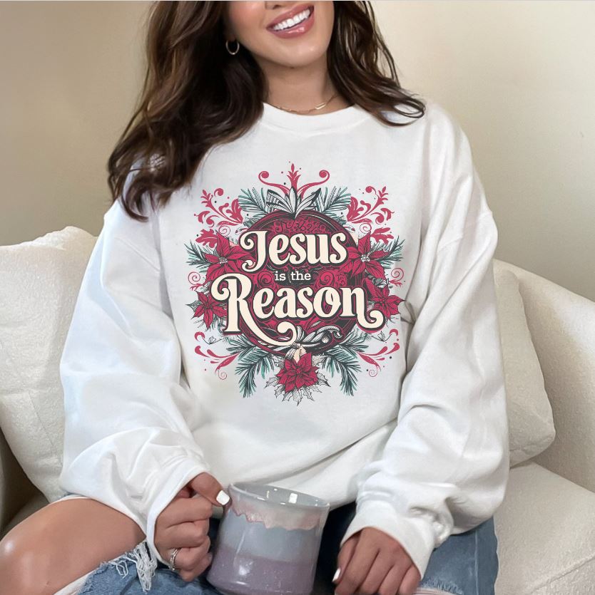 Jesus is the Reason Christmas Sweatshirt, Unisex Heavy Blend Crewneck, Presents for Mom, Jesus Sweater, Glory to God, Christian Christmas