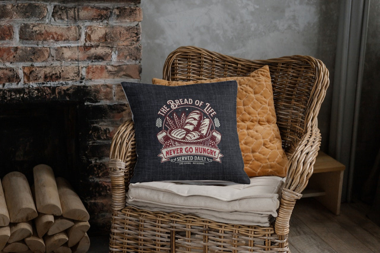 The Bread of Life Spun Polyester Square Pillow, Christian Throw Pillow, Christian Home Décor Gifts, Faith Based Décor, Bible Verse Décor, Gift for Church Member