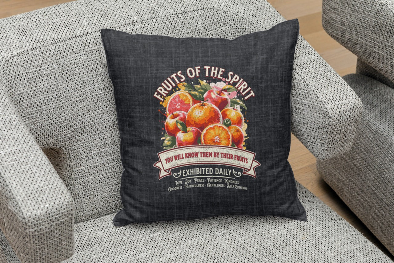 Fruits of the Spirit Spun Polyester Square Pillow, Christian Throw Pillow, Christian Home Décor Gifts, Faith Based Décor, Bible Verse Décor, Gift for Church Member