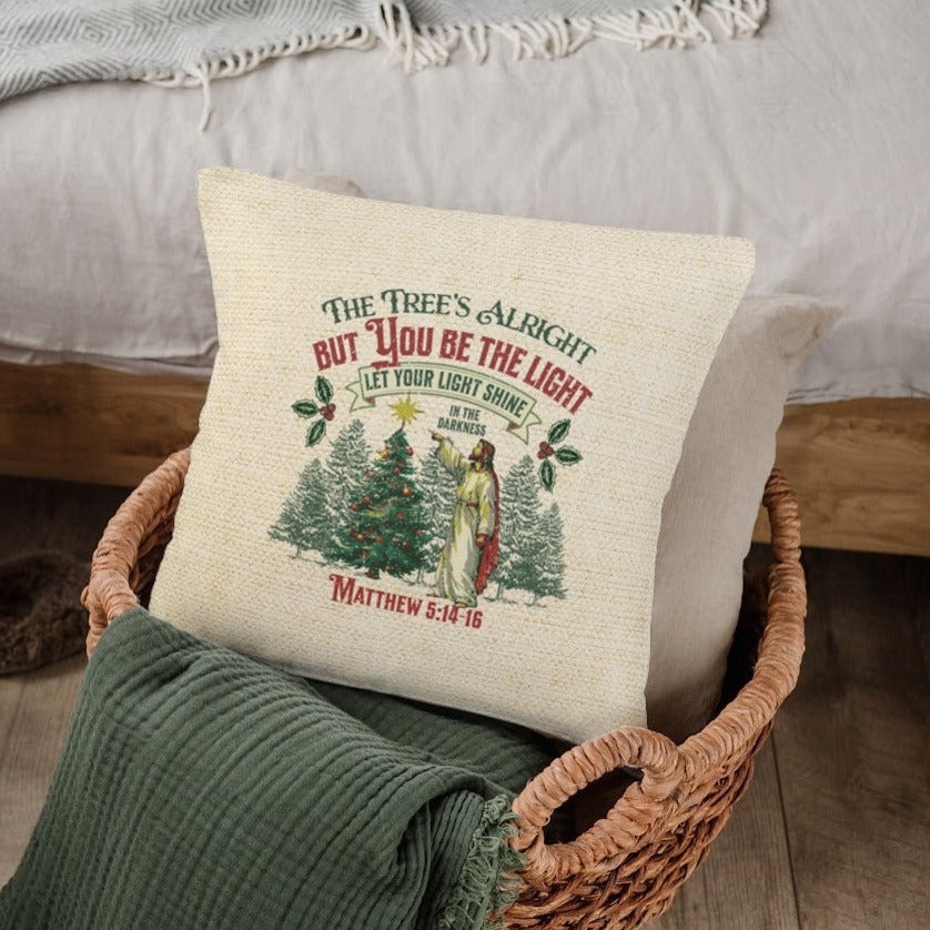 You be the Light Christmas Pillow, Spun Polyester Square, Humorous Christian Throw Pillow, Christian Home Décor Gifts, Faith Based Décor, Bible Verse Décor, Gift for Church Member