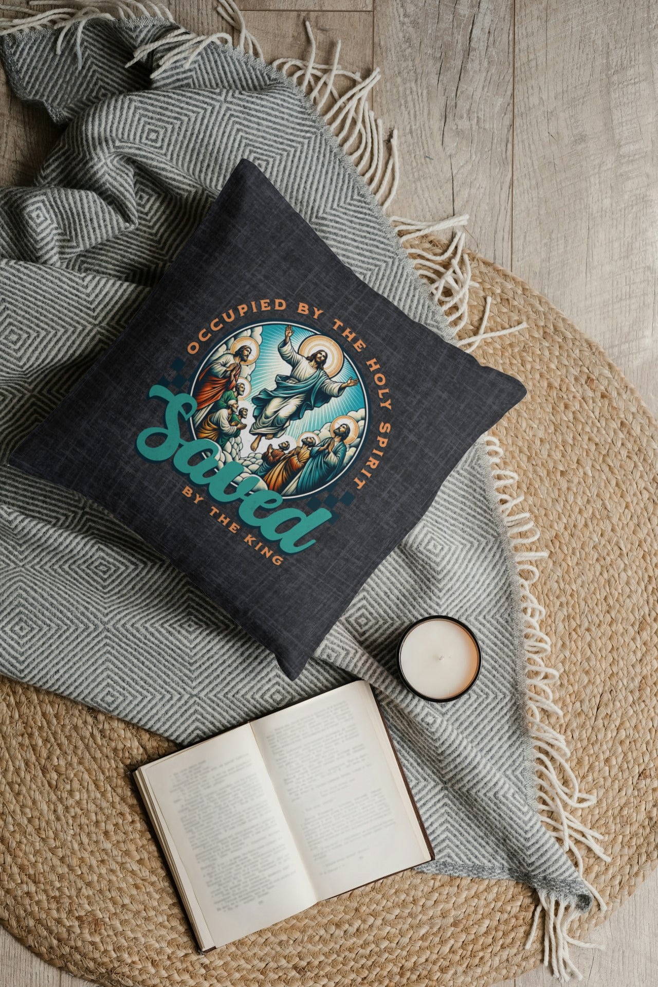 Occupied by the Holy Spirit Pillow, Spun Polyester Square, Humorous Christian Throw Pillow, Christian Home Décor Gifts, Faith Based Décor, Bible Verse Décor, Gift for Church Member
