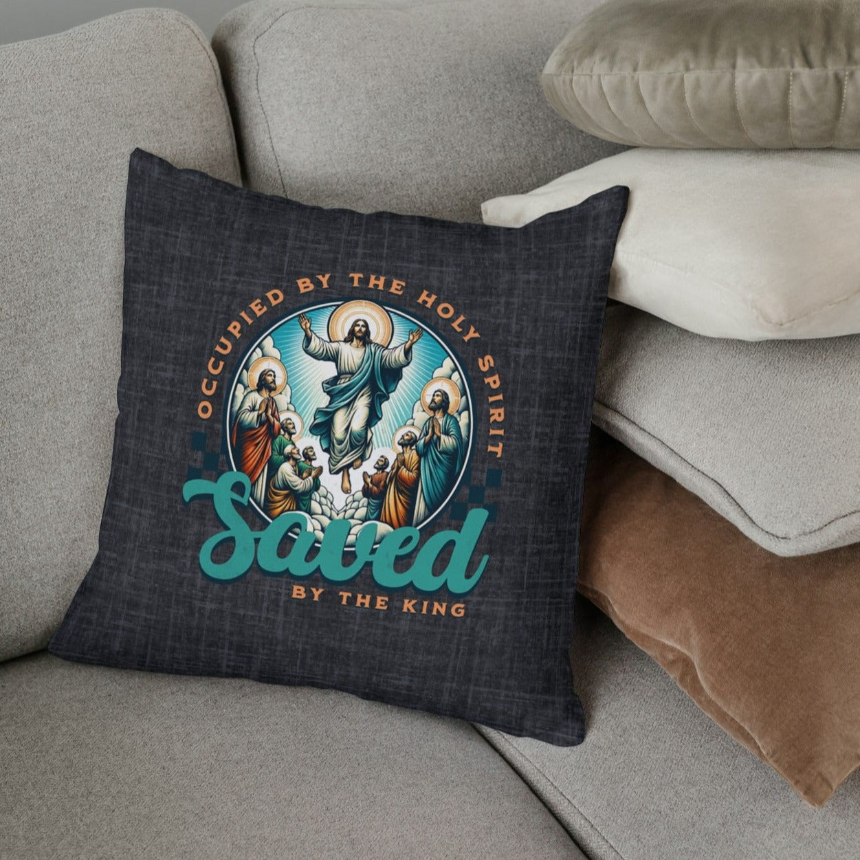 Occupied by the Holy Spirit Pillow, Spun Polyester Square, Humorous Christian Throw Pillow, Christian Home Décor Gifts, Faith Based Décor, Bible Verse Décor, Gift for Church Member