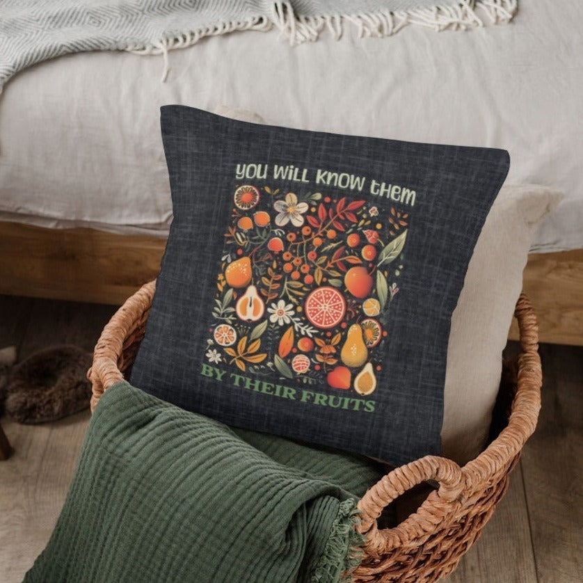 Fruits of the Spirit Throw Pillow, Spun Polyester Square, Christian Home Décor Items and Gifts, Religious Pillows, Gift for Christian Family and Friends