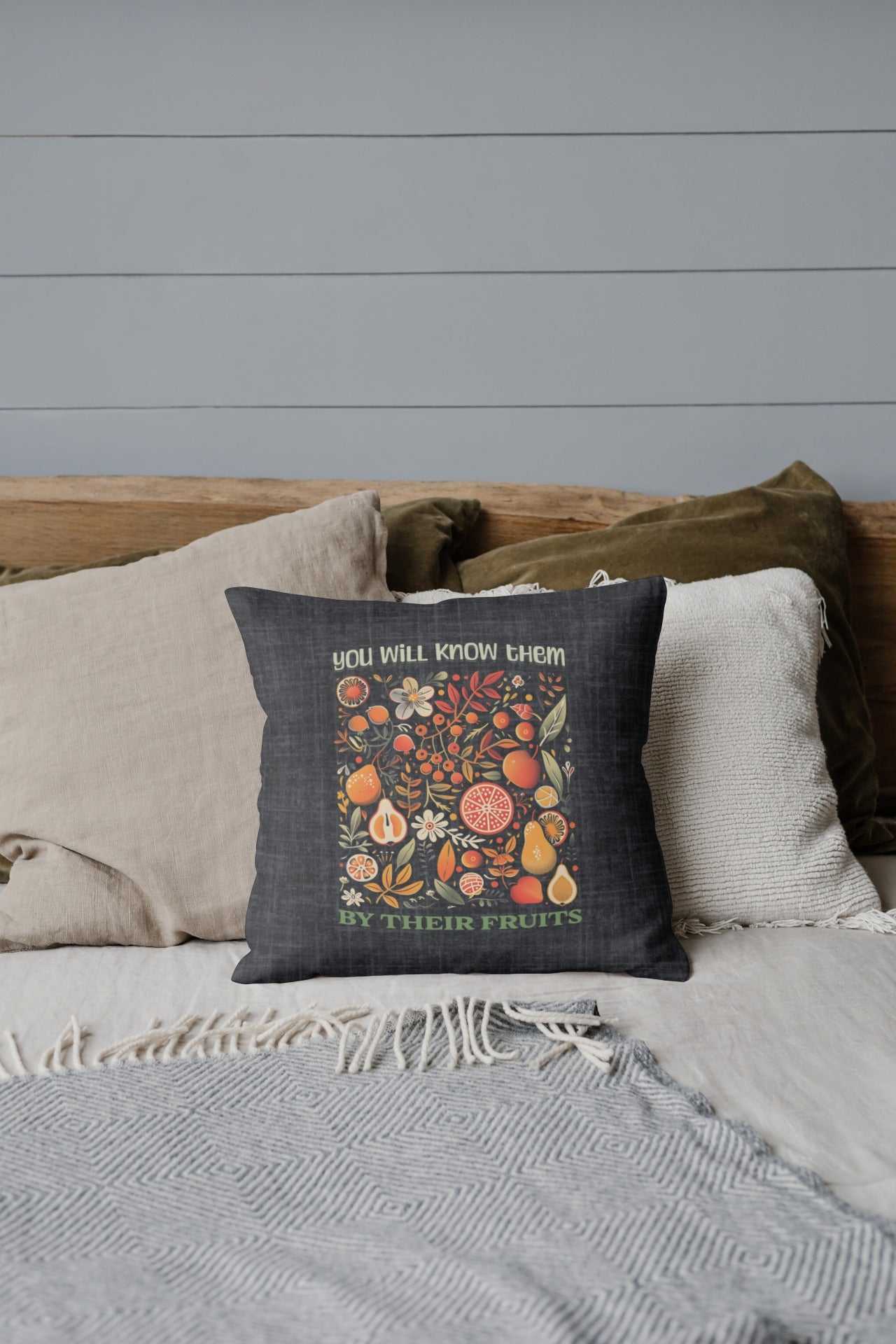 Fruits of the Spirit Throw Pillow, Spun Polyester Square, Christian Home Décor Items and Gifts, Religious Pillows, Gift for Christian Family and Friends