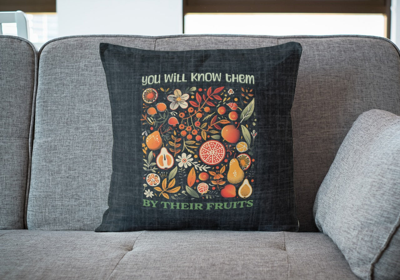 Fruits of the Spirit Throw Pillow, Spun Polyester Square, Christian Home Décor Items and Gifts, Religious Pillows, Gift for Christian Family and Friends