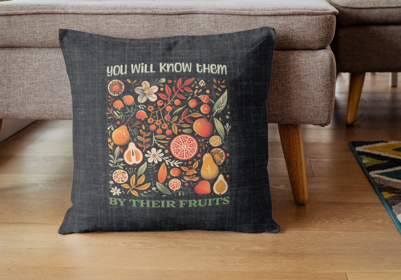 Fruits of the Spirit Throw Pillow, Spun Polyester Square, Christian Home Décor Items and Gifts, Religious Pillows, Gift for Christian Family and Friends