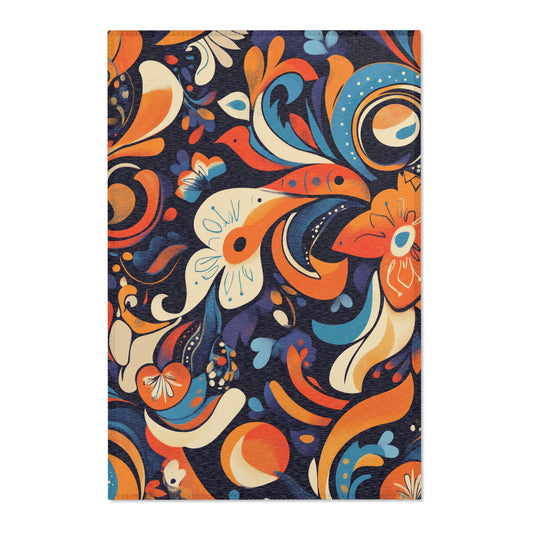 Modern Boho Area Rug, Funky, Colorful, & Unique Area Rugs, Custom Print Rug or Bathmat, 3 Sizes - 24x36 in, 36x60 in and 48x72 in