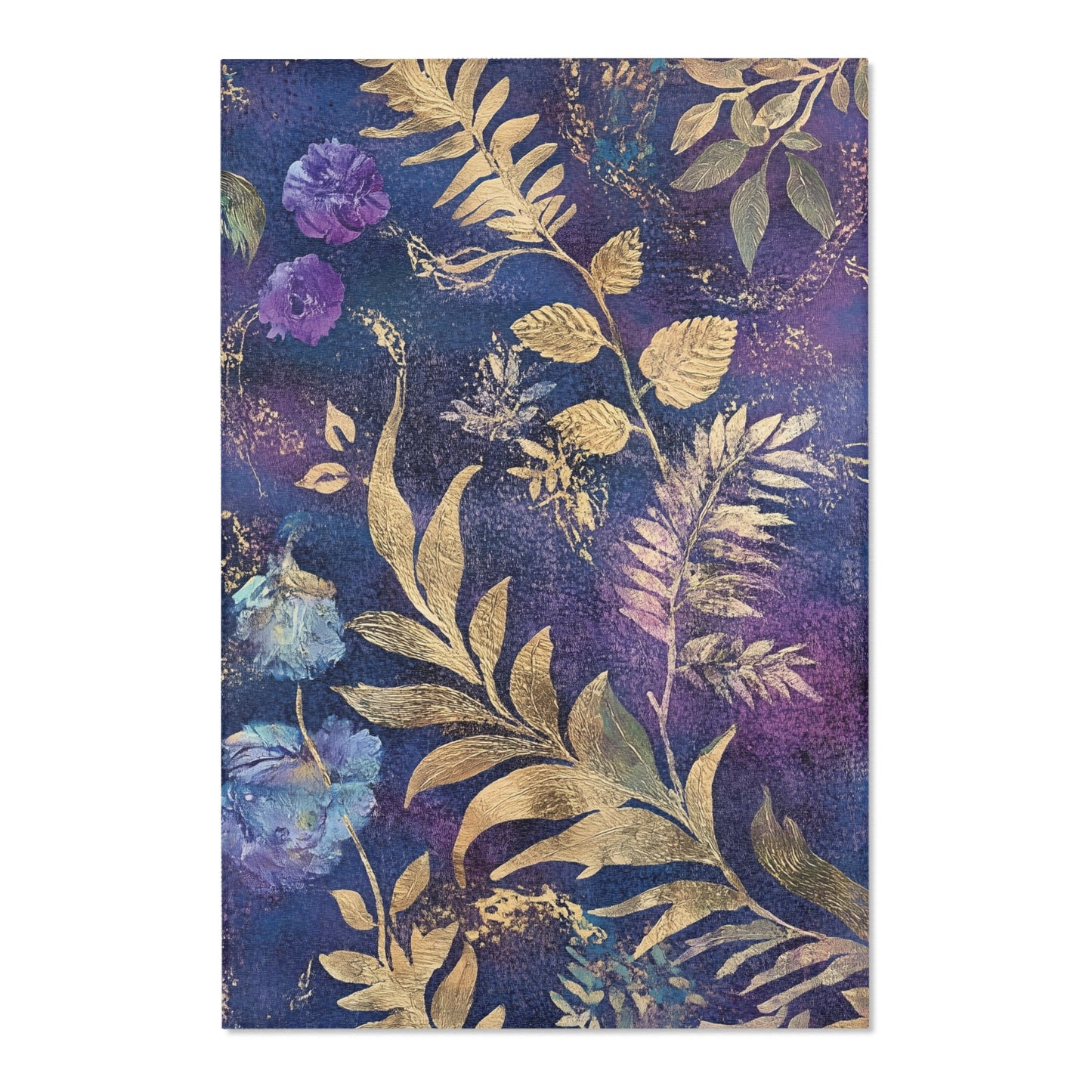 Modern Boho Floral Purple Area Rug, Funky, Colorful, & Unique Area Rugs, Custom Print Rug Bathmat, 3 Sizes - 24x36 in, 36x60 in and 48x72 in