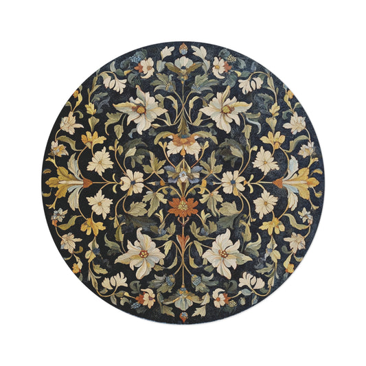 William Morris Inspired Round Area Rug, Traditional, Colorful Cool Unique Area Rugs, Unique 60" Round Rug, Custom Print Available