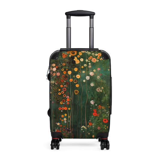 Gustav Klimt Inspired Suitcase, Bright and Colorful Floral Luggage for Airport, Rolling Weekender Travel Bag Gift for Flight Attendant