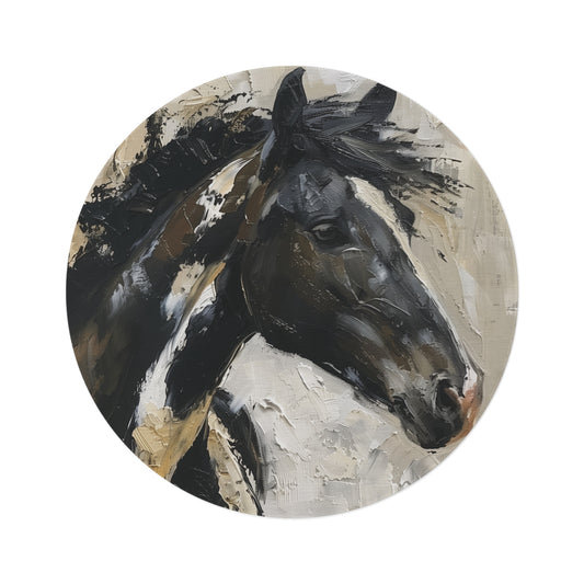 Horse Round Area Rug, Funky, Colorful Cool Unique Area Rugs, Unique 60" Round Rug, Custom Print Available, Animal Rug